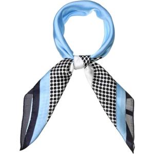 imageAllegra K 70cm Polka Dots Square Scarf Neck Scarves Kerchief Neckerchief Headband for WomenSky Blue