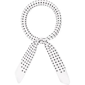 imageAllegra K 70cm Polka Dots Square Scarf Neck Scarves Kerchief Neckerchief Headband for WomenWhite Dot