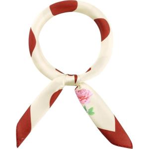 imageAllegra K 70cm Polka Dots Square Scarf Neck Scarves Kerchief Neckerchief Headband for WomenWine Red Rose
