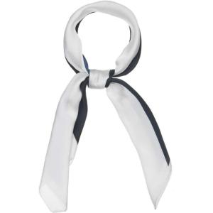 imageAllegra K 70cm Stripe Print Square Scarves Kerchief Neck Head Scarf Neckerchief Headband for LadiesBlue White