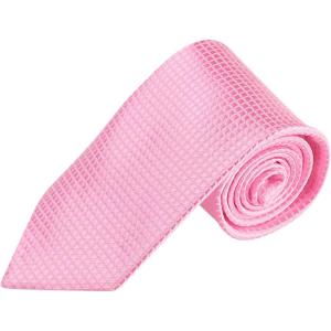 imageAllegra K Classic Solid Color Formal Necktie Plaid Ties for MenPink
