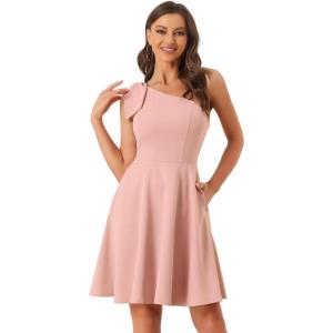 imageAllegra K Evening Cocktail Dress for Womens Valentines Day Elegant Flared One Shoulder Formal DressesPink