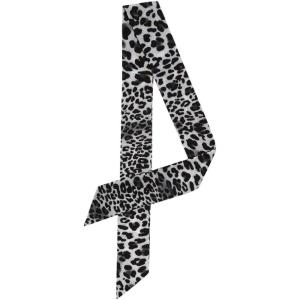 imageAllegra K Skinny Scarf Womens Thin Long Neckscarf Fashion Leopard Print Hairband Waistband Bag Handle AccessoryBlack Gray