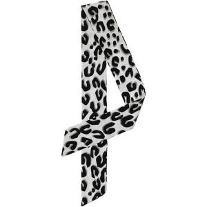 imageAllegra K Skinny Scarf Womens Thin Long Neckscarf Fashion Leopard Print Hairband Waistband Bag Handle AccessoryLight Gray