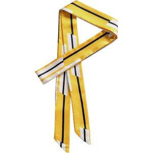 imageAllegra K Stripe Ribbon Skinny Neck Scarves Long Narrow Neckerchief Hairband for Women Wrist Wear Handbag Handle WrapYellow