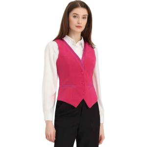 imageAllegra K Waistcoat for Womens Steampunk Velvet Vintage 2025 Sleeveless Blazer Dressy Suit VestsHot Pink