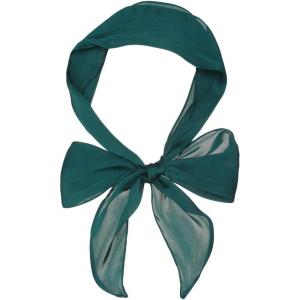 imageAllegra K Women Plain Solid Color Pure Skinny Scarf Scarves Long Neckerchief Hair BandDark Green