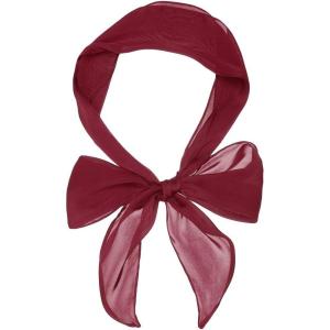 imageAllegra K Women Plain Solid Color Pure Skinny Scarf Scarves Long Neckerchief Hair BandWine Red