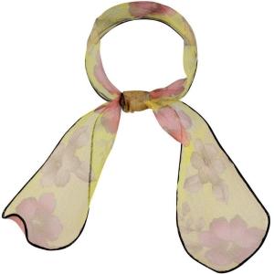 imageAllegra K Women Transparent Skinny Organza Scarf Floral Neckerchief Hair BandYellow