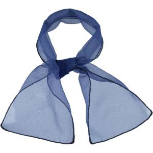 imageAllegra K Women Transparent Skinny Organza Scarf Solid Color Lightweight NeckerchiefNavy Blue