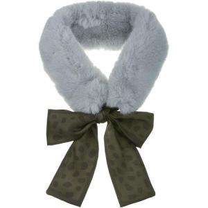 imageAllegra K Womens Cold Weather Leopard Ribbons Faux Fur Collar Scarf Plush Neck Scarves Winter WarmerGreen