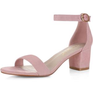 imageAllegra K Womens Open Toe Block Heel Ankle Strap SandalsLight Pink