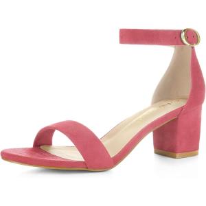 imageAllegra K Womens Open Toe Block Heel Ankle Strap SandalsWatermelon Red