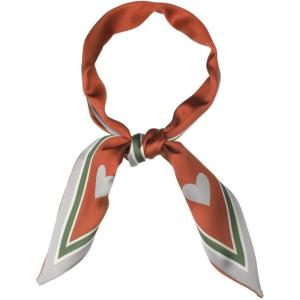 imageAllegra K Womens Skinny Scarf Ribbon Hair Band Heart Print Handbag Handle Neck ScarfOrange Red Heart