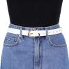imageAllegra K Alligator Embossed Belts Leather Waist Alloy Pin Buckle Belt for WomenWhite