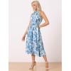 imageAllegra K Boho Summer Dress for Womens Halter Neck Sleeveless Casual Floral Print Sundress Midi DressesBlue