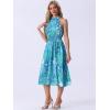 imageAllegra K Boho Summer Dress for Womens Halter Neck Sleeveless Casual Floral Print Sundress Midi DressesBlue Green