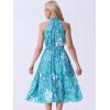 imageAllegra K Boho Summer Dress for Womens Halter Neck Sleeveless Casual Floral Print Sundress Midi DressesBlue Green