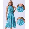 imageAllegra K Boho Summer Dress for Womens Halter Neck Sleeveless Casual Floral Print Sundress Midi DressesBlue Green