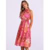imageAllegra K Boho Summer Dress for Womens Halter Neck Sleeveless Casual Floral Print Sundress Midi DressesRose Red