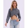 imageAllegra K Denim Jacket for Womens 2025 Casual Collared Long Sleeve Crop Jean JacketsGrey