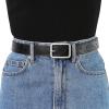 imageAllegra K Ladies Skinny Belts PU Casual Shiny Waist Belt for Dress Jeans Single Pin BuckleBlack