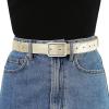 imageAllegra K Ladies Skinny Belts PU Casual Shiny Waist Belt for Dress Jeans Single Pin BuckleGolden