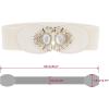 imageAllegra K Lady 236 Width Elastic Belts Faux Leather Opal Beaded Rhinestone Inlaid Stretchy Cinch Waistband for DressBeige