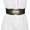 imageAllegra K Lady 236 Width Elastic Belts Faux Leather Opal Beaded Rhinestone Inlaid Stretchy Cinch Waistband for DressBlack
