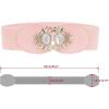 imageAllegra K Lady 236 Width Elastic Belts Faux Leather Opal Beaded Rhinestone Inlaid Stretchy Cinch Waistband for DressPink