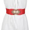 imageAllegra K Lady 236 Width Elastic Belts Faux Leather Opal Beaded Rhinestone Inlaid Stretchy Cinch Waistband for DressRed