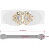 imageAllegra K Lady 236 Width Elastic Belts Faux Leather Opal Beaded Rhinestone Inlaid Stretchy Cinch Waistband for DressWhite
