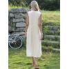 imageAllegra K Linen Dress for Women Sleeveless V Neck Bow Tie Ruffle Collar Flowy Tiered Midi DressesApricot