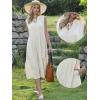 imageAllegra K Linen Dress for Women Sleeveless V Neck Bow Tie Ruffle Collar Flowy Tiered Midi DressesApricot