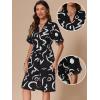 imageAllegra K Printed Dresses for Womens Short Sleeve V Neck High Waist Split Casual Knee Length DressBlack White