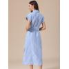 imageAllegra K Shirt Dresses for Women Casual Button Down Tie Waist Side Slit Summer Striped Midi DressesBlue and White