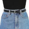 imageAllegra K Skinny Leather Belt for Women Hollowout Thin Waist Belts for Jeans Dress 07 Inches WidthBlack