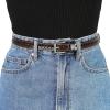 imageAllegra K Skinny Leather Belt for Women Hollowout Thin Waist Belts for Jeans Dress 07 Inches WidthCoffee