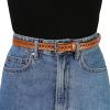 imageAllegra K Skinny Leather Belt for Women Hollowout Thin Waist Belts for Jeans Dress 07 Inches WidthOrange Brown