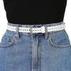 imageAllegra K Skinny Leather Belt for Women Hollowout Thin Waist Belts for Jeans Dress 07 Inches WidthWhite