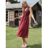 imageAllegra K Sleeveless Dress for Women V Neck Bow Tie Smocked A Line Summer Casual Tiered Midi DressesBurgundy