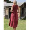 imageAllegra K Sleeveless Dress for Women V Neck Bow Tie Smocked A Line Summer Casual Tiered Midi DressesBurgundy