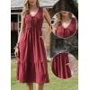 imageAllegra K Sleeveless Dress for Women V Neck Bow Tie Smocked A Line Summer Casual Tiered Midi DressesBurgundy