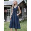 imageAllegra K Sleeveless Dress for Women V Neck Bow Tie Smocked A Line Summer Casual Tiered Midi DressesDark Blue