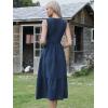 imageAllegra K Sleeveless Dress for Women V Neck Bow Tie Smocked A Line Summer Casual Tiered Midi DressesDark Blue
