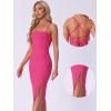 imageAllegra K Spaghetti Strap Dress for Womens Slim Fit Sleeveless Split Bodycon Cocktail Party DressHot Pink