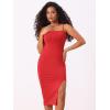 imageAllegra K Spaghetti Strap Dress for Womens Slim Fit Sleeveless Split Bodycon Cocktail Party DressRed