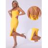 imageAllegra K Spaghetti Strap Dress for Womens Slim Fit Sleeveless Split Bodycon Cocktail Party DressYellow