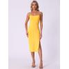 imageAllegra K Spaghetti Strap Dress for Womens Slim Fit Sleeveless Split Bodycon Cocktail Party DressYellow