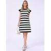 imageAllegra K Striped Summer Dresses for Women 2026 Cap Sleeve Color Block Crew Neck Casual Tshirt DressBlack and White